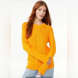 Free Assembly SIZE small Women Textured Crewneck Sweater Cadmium Yellow